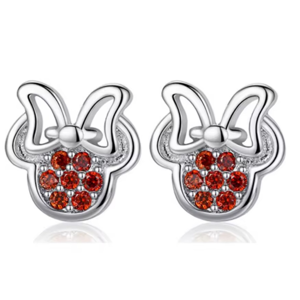 MINNIE RED Rhinestones Stud Earrings With Gift Bag - Picture 4 of 5
